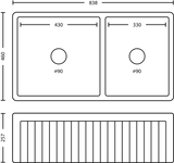 Fluted Double offset sink