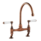 Traditional Kitchen Bridge Mixer Tap - Porcelain Levers