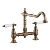 Brunel - Old English Bridge Kitchen Sink Mixer - Metal Levers