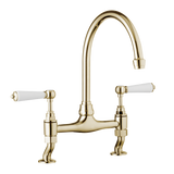 Traditional Kitchen Bridge Mixer Tap - Porcelain Levers